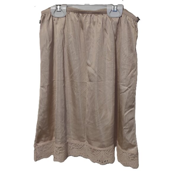 Vintage Cream Short Slip Skirt with Wide Lace Hem Size Large Waist 30/32 - Picture 1 of 4